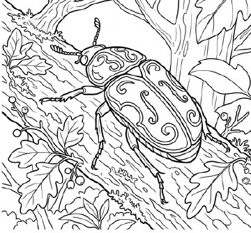 Beetle coloring page preview